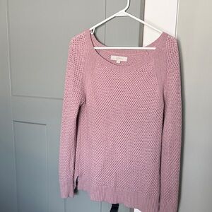 LOFT Women's Soft Pink Crew Neck Sweater
